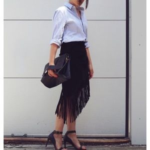 Zara Suede fringe skirt